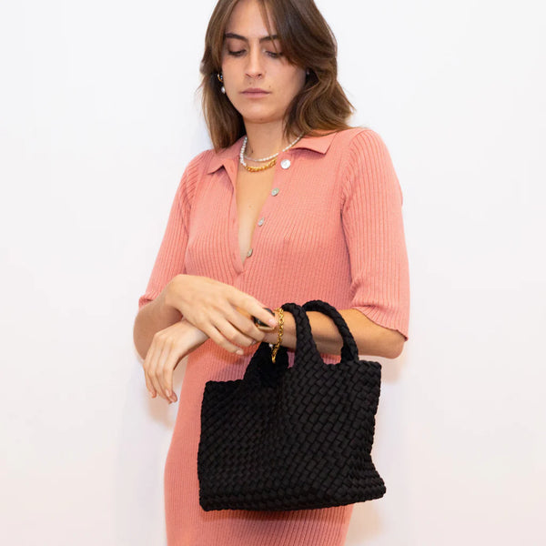 Woven Neoprene Mini Tote BLACK