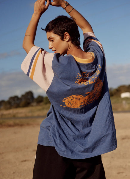 The Very Oversized Tattoo and Roses Tee BLUE