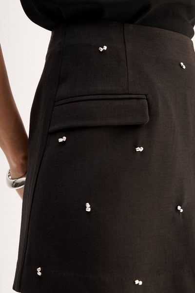 Kylie Beaded Mini Skirt BLACK