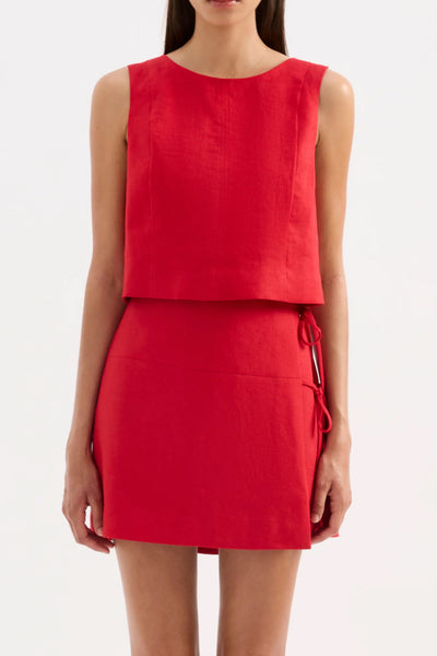 Marli Linen Top VERMILLION