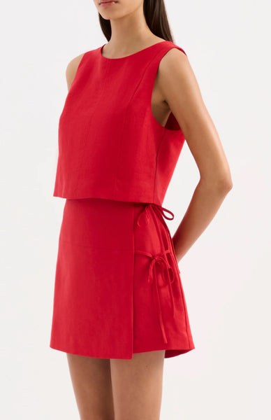 Marli Linen Top VERMILLION