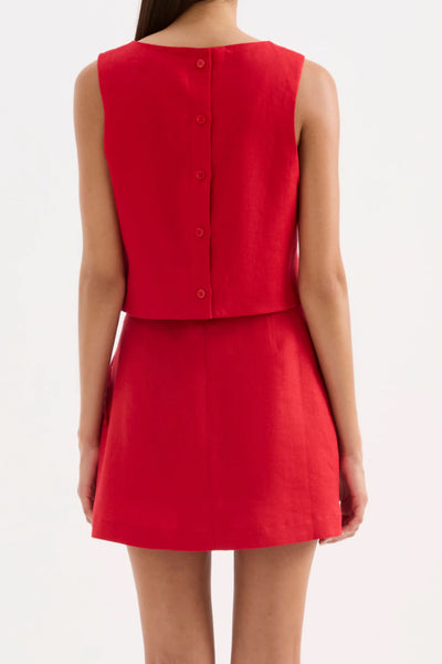 Marli Linen Top VERMILLION