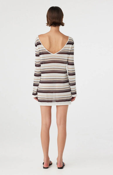Nia Long Sleeve Mini Dress CREAM CHOC STRIPE
