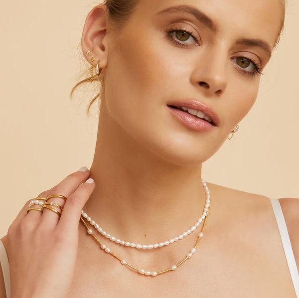 Peppa Gold and Pearl Choker 14K GOLD PLATED