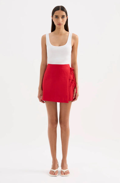 Lotta Linen Mini Skirt VERMILLION