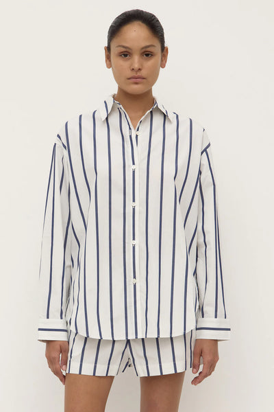 Nara Stripe Long Sleeve Shirt WHITE/ TRUE NAVY