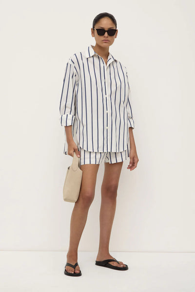 Nara Stripe Long Sleeve Shirt WHITE/ TRUE NAVY