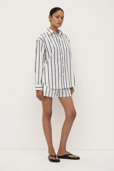 Nara Stripe Long Sleeve Shirt WHITE/ TRUE NAVY