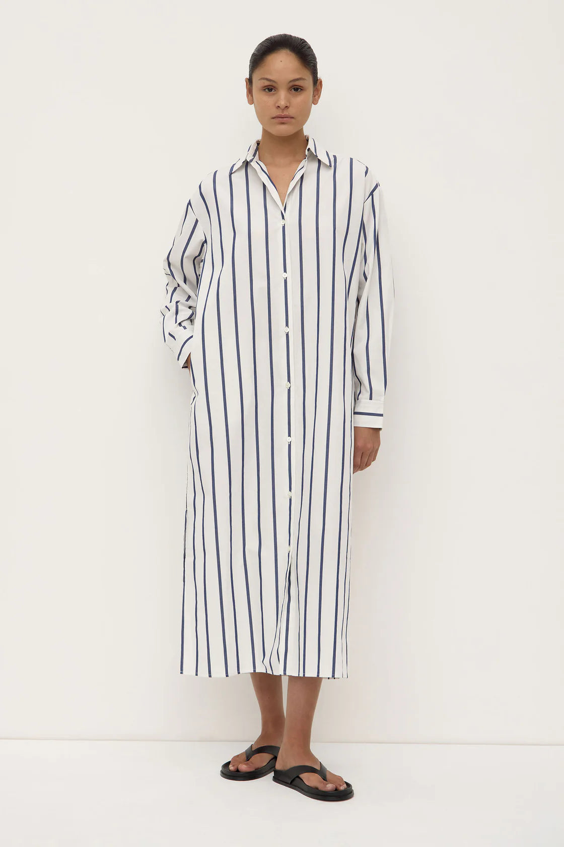 Nara Stripe Shirt Dress WHITE/ TRUE NAVY