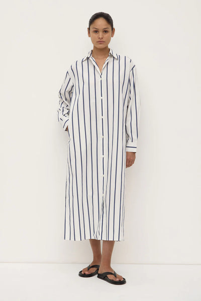 Nara Stripe Shirt Dress WHITE/ TRUE NAVY