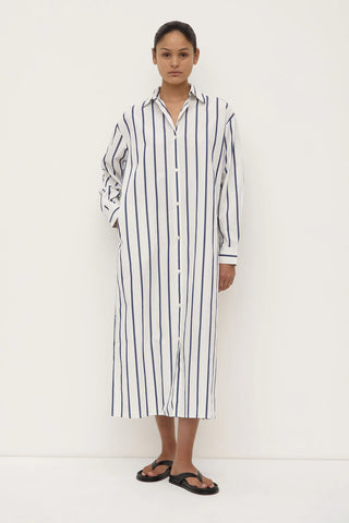 Nara Stripe Shirt Dress WHITE/ TRUE NAVY