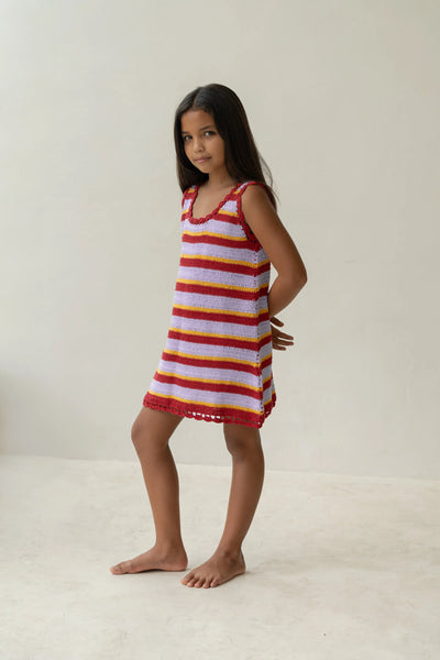 Crochet Mini Dress SUNSET STRIPE