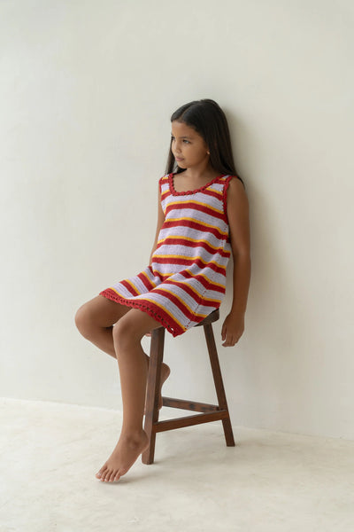 Crochet Mini Dress SUNSET STRIPE