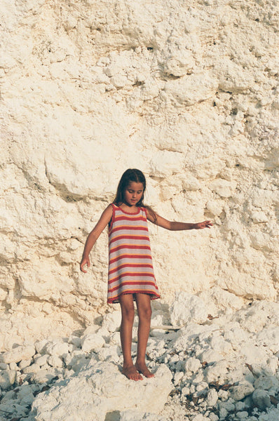 Crochet Mini Dress SUNSET STRIPE