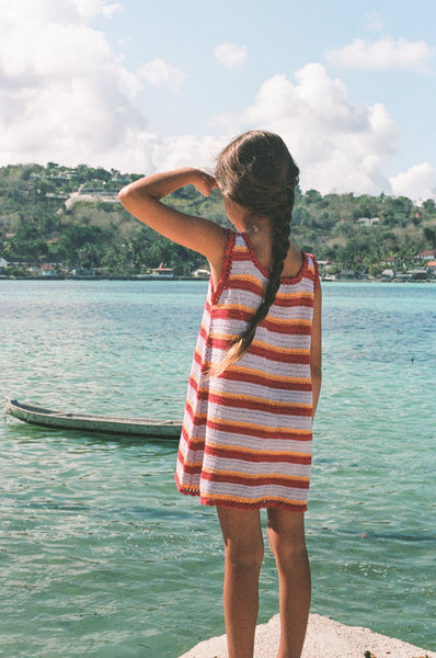 Crochet Mini Dress SUNSET STRIPE