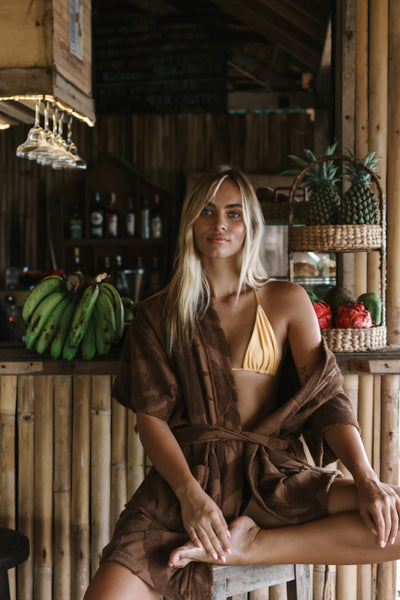 Cotton Beach and Bath Robe BROWN