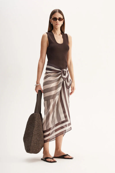 Pierre Large Logo Sarong CHOCOLATE