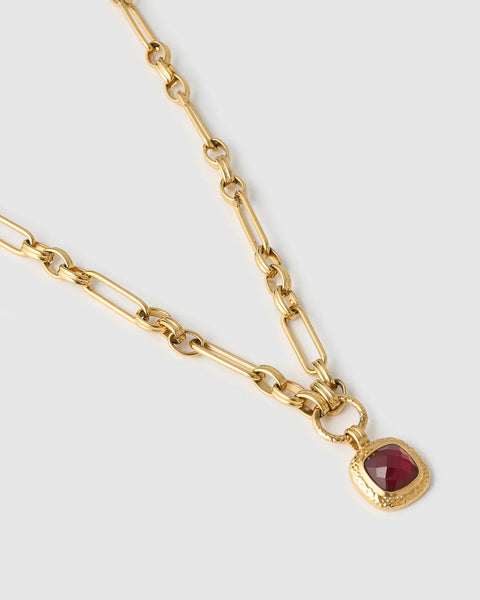 Mason Necklace RUBY/ 14K GOLD PLATED