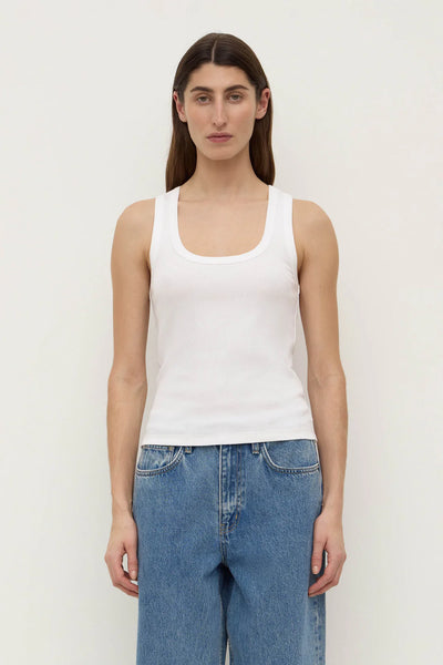 Robyn Scoop Neck Rib Tank WHITE