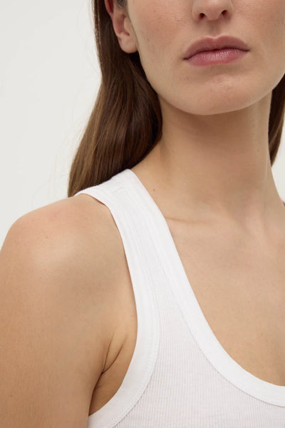 Robyn Scoop Neck Rib Tank WHITE