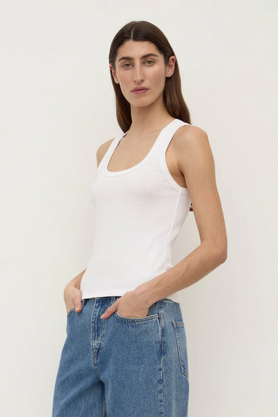 Robyn Scoop Neck Rib Tank WHITE