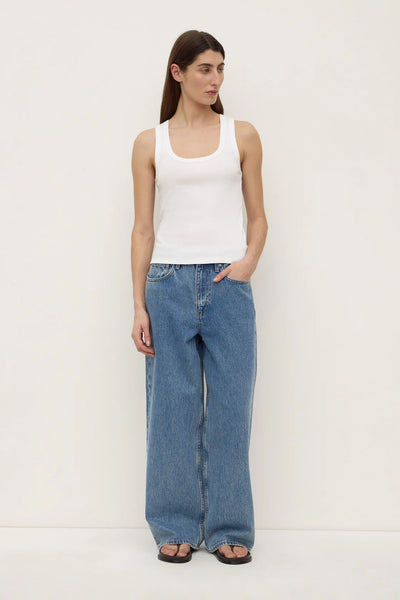 Robyn Scoop Neck Rib Tank WHITE