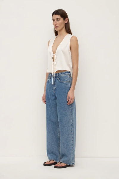 Beal Silk Tie Front Top ANTIQUE WHITE