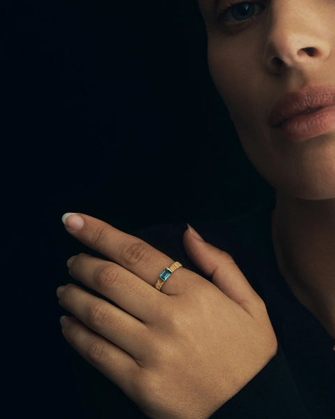 Symi Ring 18K GOLD VERMEIL BLUE TOPAZ