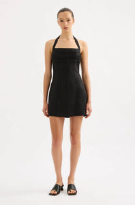 Reyes Linen Mini Dress BLACK