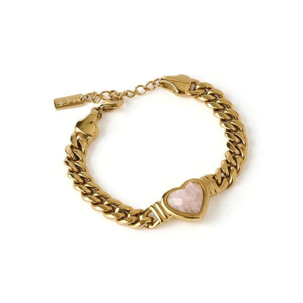 Valentine Bracelet ROSE QUARTZ/ 14K GOLD PLATED