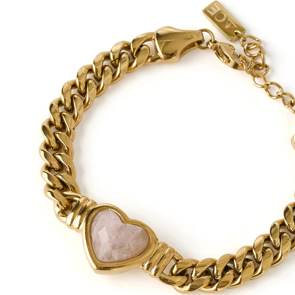 Valentine Bracelet ROSE QUARTZ/ 14K GOLD PLATED