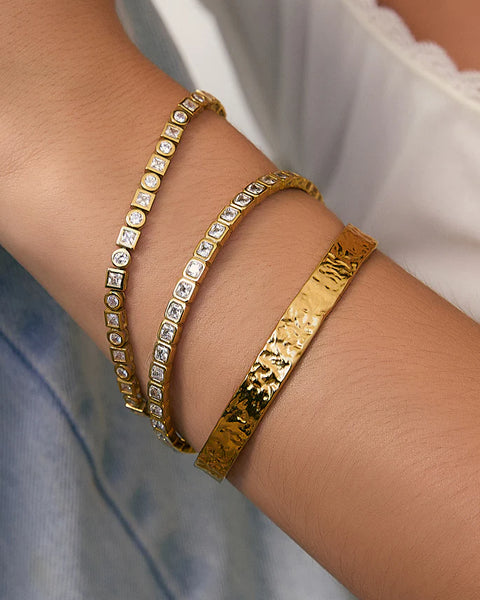 Quinn Cuff STONE/ 14K GOLD PLATED