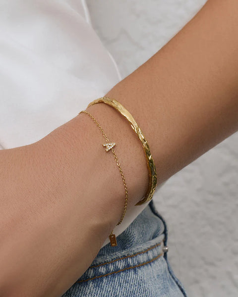 Mini Initial Bracelet STONE / 14K GOLD PLATED