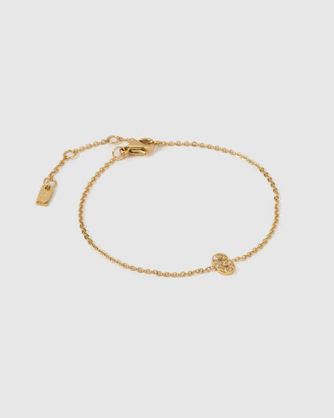 Mini Initial Bracelet STONE / 14K GOLD PLATED