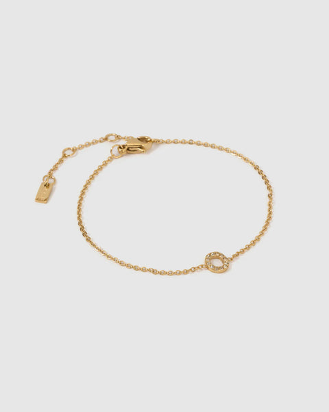 Mini Initial Bracelet STONE / 14K GOLD PLATED