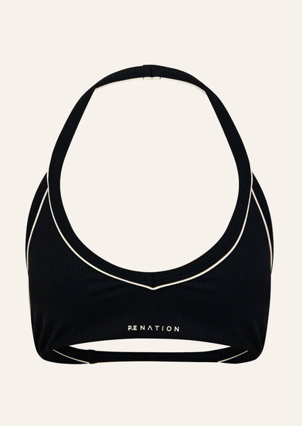 Layback Halter Sports Bra BLACK/ WHISPER WHITE