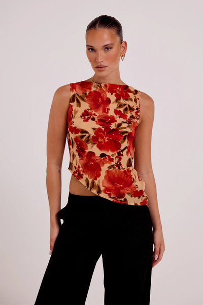 Reina Reversible Top CAMMELIA FLORAL