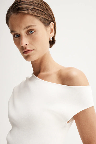 Serena Knit Off Shoulder Top WHITE