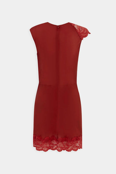 Lily Silk Lace Mini Dress BURGUNDY