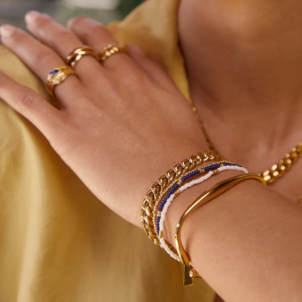 Sunny Bracelet Set 14K GOLD PLATED/ NAVY