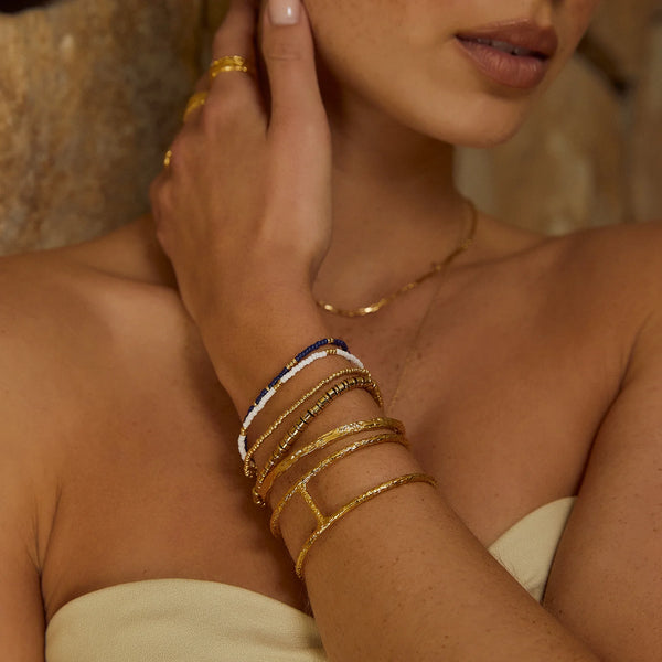 Sunny Bracelet Set 14K GOLD PLATED/ NAVY