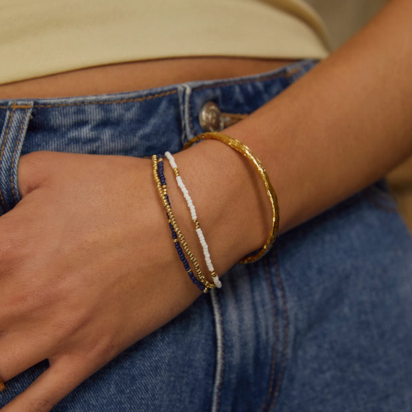 Sunny Bracelet Set 14K GOLD PLATED/ NAVY