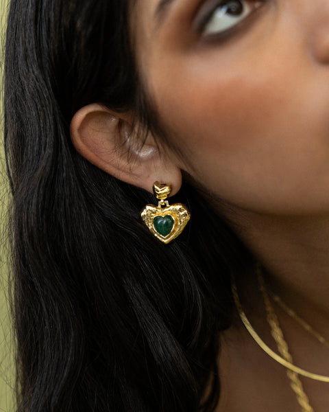 Suri Earrings GREEN AVENTURINE -  18K GOLD PLATED