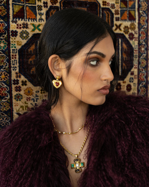 Suri Earrings CARNELIAN -  18K GOLD PLATED
