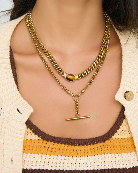 Odette Necklace TIGERS EYE / 14K GOLD PLATED