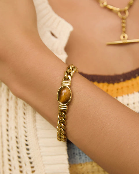 Odette Barcelet TIGERS EYE / 14K GOLD PLATED