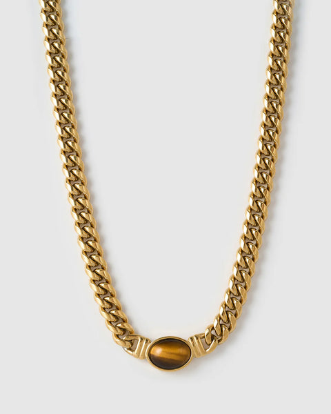 Odette Necklace TIGERS EYE / 14K GOLD PLATED