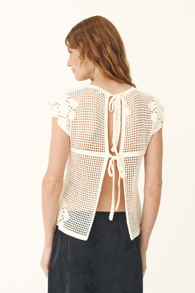 Pollyanna Floral Crochet Top BONE
