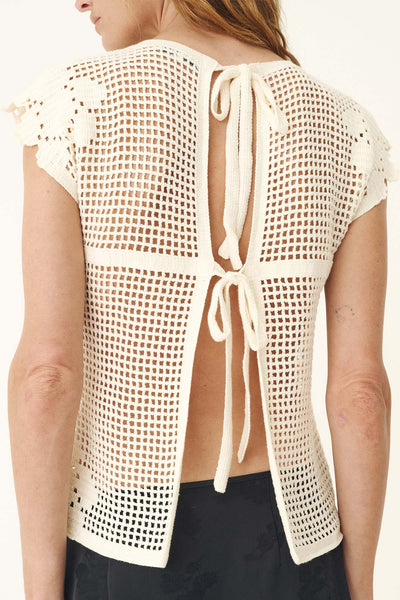 Pollyanna Floral Crochet Top BONE
