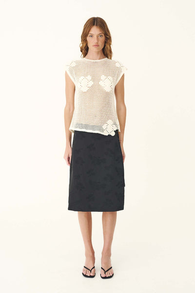 Pollyanna Floral Crochet Top BONE